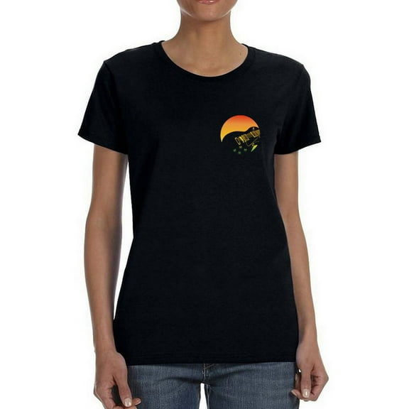 Guitar Rastafari Graphic Women Black T-Shirt, Female Medium