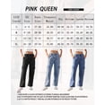 thumbnail image 5 of Pink Queen Women's High Waist Cargo Jeans Flap Pocket Wide Leg Denim Pants Black M, 5 of 7