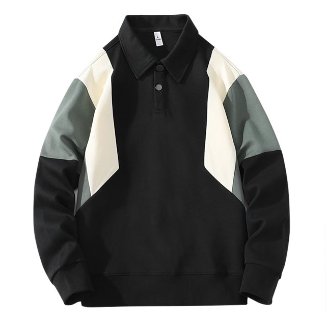 cfhntfmh Oversized Sweatshirt for Men Plus Size Loose Long Sleeve Buttons Collared Pullover Shirts Casual Color Block Tops
