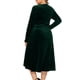 thumbnail image 4 of Vestido de talla grande para mujer Cuello cruzado de terciopelo Cuello en V Cintura alta Drapeado Ma Abanopi Verde/XL, 4 of 5