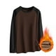 thumbnail image 1 of Blusas y camisas de manga larga con cuello redondo para hombre, informales, lisas, empalmadas, de manga larga, de alta elasticidad, que mantienen el calor, camisetas y pantalones de poliéster para hom, 1 of 8