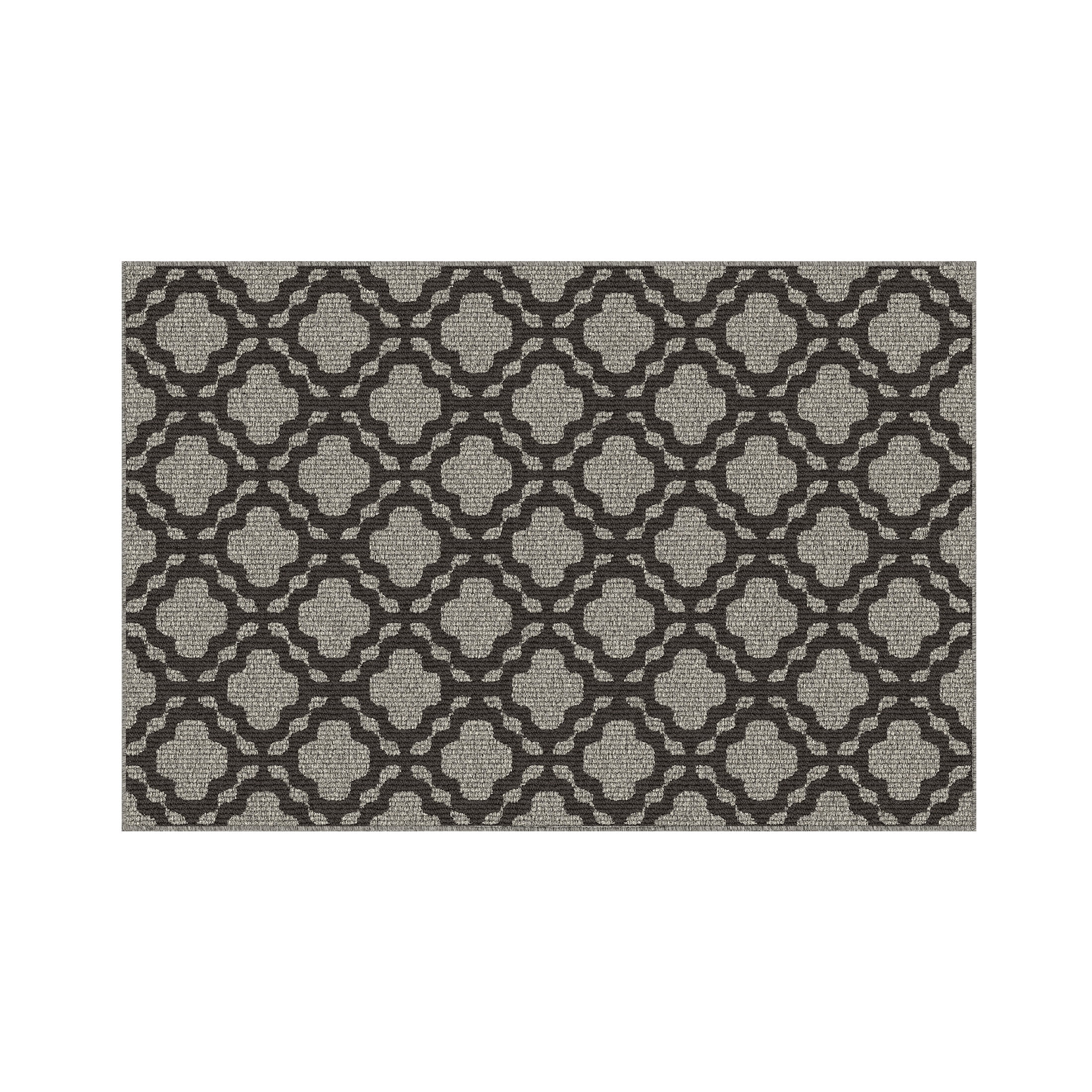 Mainstays Indoor Modern Trellis Machine-Tufted Grey and Charcoal Accent Rug, 2' x 3', Machine Washable, Non-Skid Backing