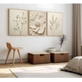thumbnail image 4 of 3Pcs Neutral Beige Floral Plant Canvas Wall art Textured Flower Botanical Painting Picture Wall Decor Vintage Blossom Poster Prints for Living Room Bedroom Bathroom Decoration, 4 of 6