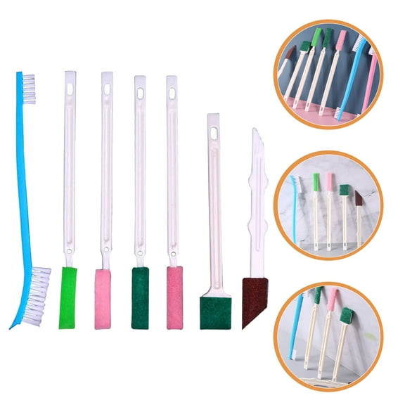 SOPOTUTU 7-Piece Practical Cleaning Brush Set with Crevice and Sandpaper Brushes for Detailed Household Cleaning