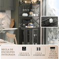 thumbnail image 3 of Muebles para Cocina, Gabinete para Vinos con Luces LED, Cantina Bar Mueble para Casa con Toma de Corriente, 5 Niveles Estante para Vinos y Copas, Gabinetes de Almacenamiento, 44*44*163cm (Negro), 3 of 9