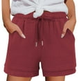 thumbnail image 2 of MIXUE Shorts For Women Summer Solid Color Cotton Elastic High Waist Drawstring Casual Comfortable Shorts Streetwear,Red,L, 2 of 6
