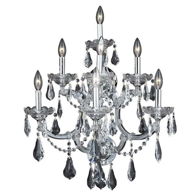 Elegant Lighting Maria Theresa Transitional 7 Light E12 Crystal Wall Sconce Chrome