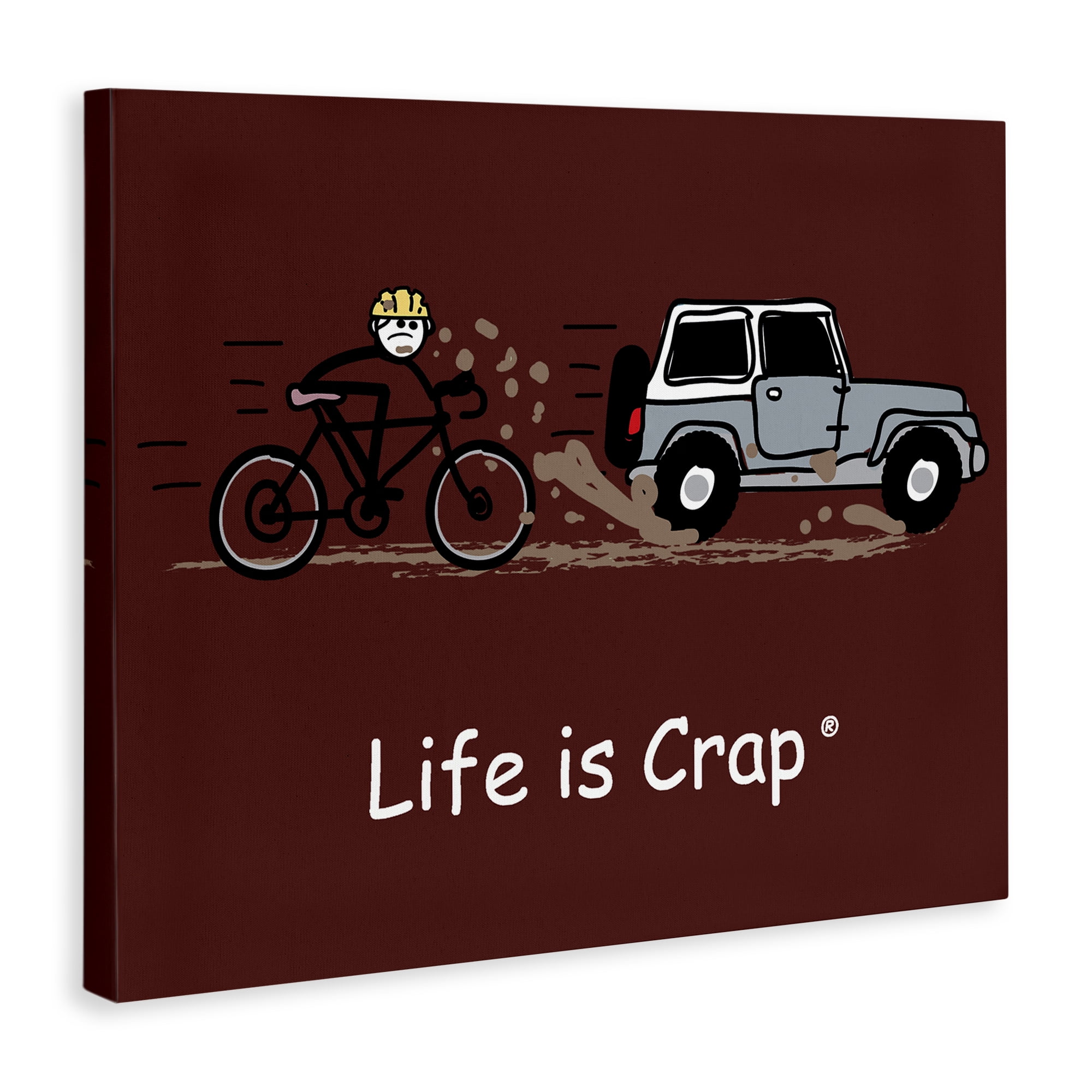Stupell Industries Muddy Road Biker Novelty & Humor Painting Wrapped Canvas Art Print Wall Art, 20 x 16
