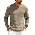 thumbnail image 4 of Bxsruta Mens Long Sleeve Crewneck Shirt Waffle Knit Front Pocket Casual Tee Vacation Beach Top, 4 of 6