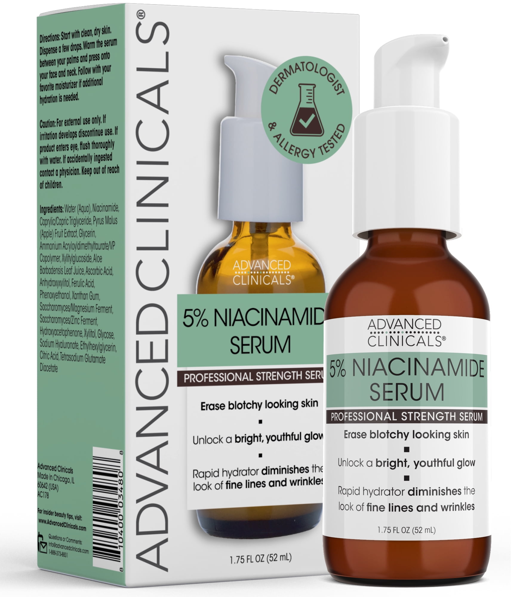 Advanced Clinicals 5% Niacinamide Serum Professional Strength 1.75 fl oz (52mL)