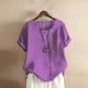 thumbnail image 1 of Ropa de calle de lino y algodón para mujer, Tops Y2k, camiseta Vintage de moda, camisas casuales para mujer, ropa elegante, camisetas, 1 of 4