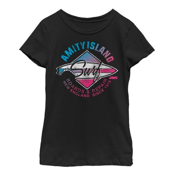 Girl's Jaws Amity Island Surfboard Repair  Graphic T-Shirt