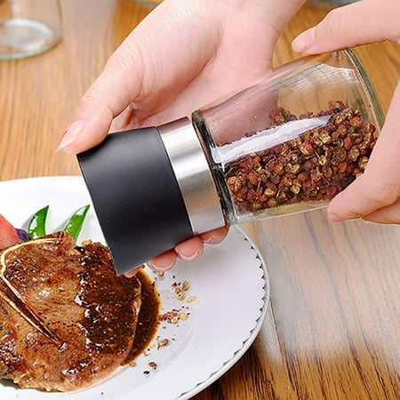 GLiving 1pcs Pepper Grinder or Salt Shaker for Professional Chef - Best Spice Mill with Brushed Stainless Steel, Ceramic Blades and Adjustable Coarseness Perfect for (Best Pepper Mill America's Test Kitchen)