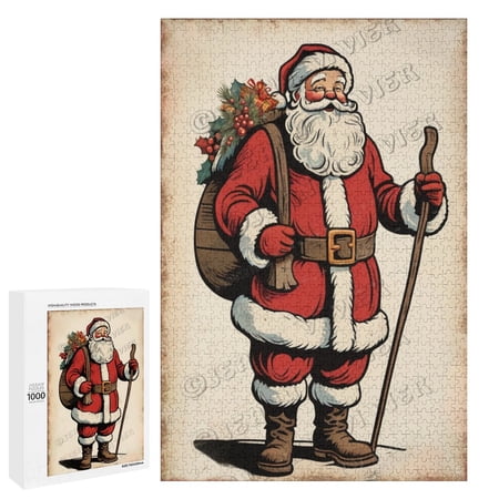 Santa Claus Wall Decor Rustic Farmhouse Wall Art Decor Christmas Decoration Gifts for Family 1000 Piece Puzzles for Adults 20 x30