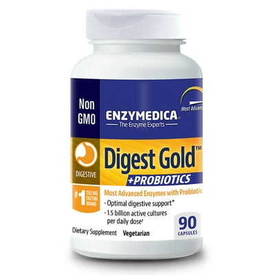 Enzymedica, Digest Gold + PROBIOTICS, Digestive Aid for Maximum Relief, Vegetarian, Gluten Free, Non-GMO, 90 Capsules (90 Servings)