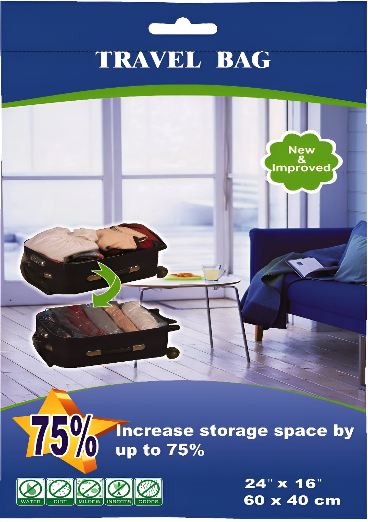 QQbed 12 Pack: 12 Clear Airtight Vacuum Storage Bags for Wardrobes, Closets, Adults