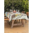 thumbnail image 2 of Outdoor Tablecloth with Umbrella Hole and Zipper, Beige Easter Bunny Rectangle Table Cloth 60x120 Inch Waterproof Tablecloth, Spring Easter Eggs Floral Wooden Picnic Table Cover for Patio Camping, 2 of 7