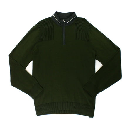 I-N-C - inc new olive green mens size medium m pullover 1/2 zip sweater ...