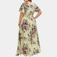 thumbnail image 5 of Jophufed Womens Plus Size Summer Dresses 2024 Party Boho Print Maxi Long Dress V-Neck Short Sleeve Dresses for Wedding Guest on Clearance, 5 of 9