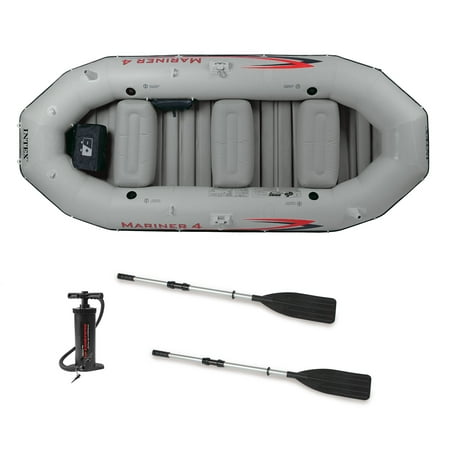 Intex Mariner 4-Person Inflatable River Lake Dinghy Boat and Oars Set |