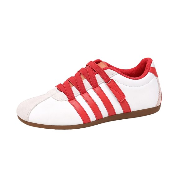 EKVAHL Women's Orthopedic Walking Sneakers, Arch Support Retro Trainers, Wide Toe Box Striped Daily Commute Casual Athletic Shoes Red