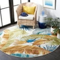 thumbnail image 4 of SAFAVIEH Barbados Banana Leaves Outdoor Area Rug, Gold/Green, 6'6" x 6'6" Round, 4 of 8