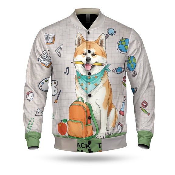 Hardworking Akita Ready Back to School New Year Classes All Over Print 3D Baseball Jacket Inu Dog Lover Bomber Jacket Softball - 12011