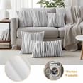 thumbnail image 6 of Black Outdoor Waterproof Pillow Covers, Abstract Lines Gradient Minimalist Modern Texture Decorative Rectangle Throw Pillowcase Sofa Cushion Sham for Patio/Couch/Chair, 20"x12" 2 Pack, 6 of 8