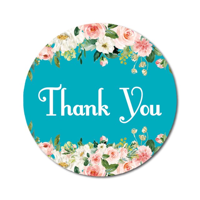 Darling Souvenir DIY Rose Blossom 1.6 Inches Turquoise Round Thank You Stickers DIY Envelope Seals-45 Pcs