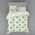 thumbnail image 1 of Geometric Duvet Cover Set, Hand Drawn Style Rhombus Pattern in Pastel Colors Simple Tie Dye Effect Image, Bedding Set with Shams and Fitted Sheet, 3 Sizes, by Ambesonne, 1 of 3