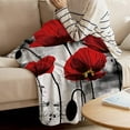 thumbnail image 4 of Vintage Flower Soft Throw Blankets for Bed Couch Living Room 50x60inch Red Poppy Floral Watercolor Cozy Plush Fleece Lightweight Throws Cover Bedding Blanket, 4 of 6