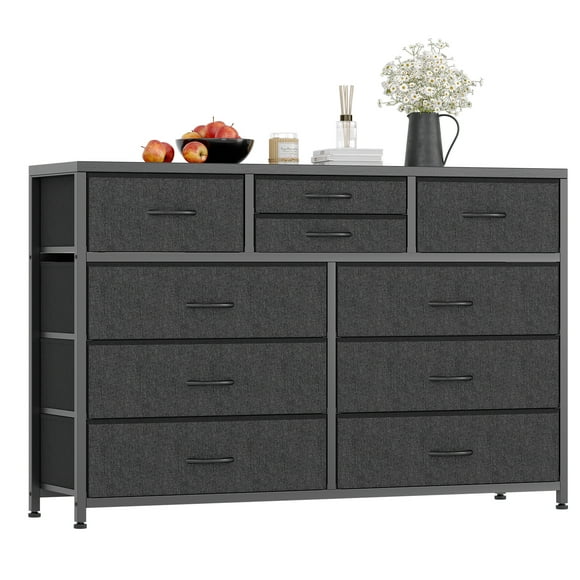 Cómoda Blanca de 5 Cajones para Dormitorio, Estructura de Madera Sólida con Patas de Metal, Cómoda Alta con Espejo y Gabinete, Fácil Ensamblaje, Ideal para Organizar Ropa y Accesorios - Color negro
