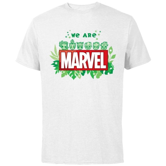 Marvel 85th Anniversary We Are Groot We Are Marvel Logo - Short Sleeve Cotton T-Shirt for Adults - Customized-White