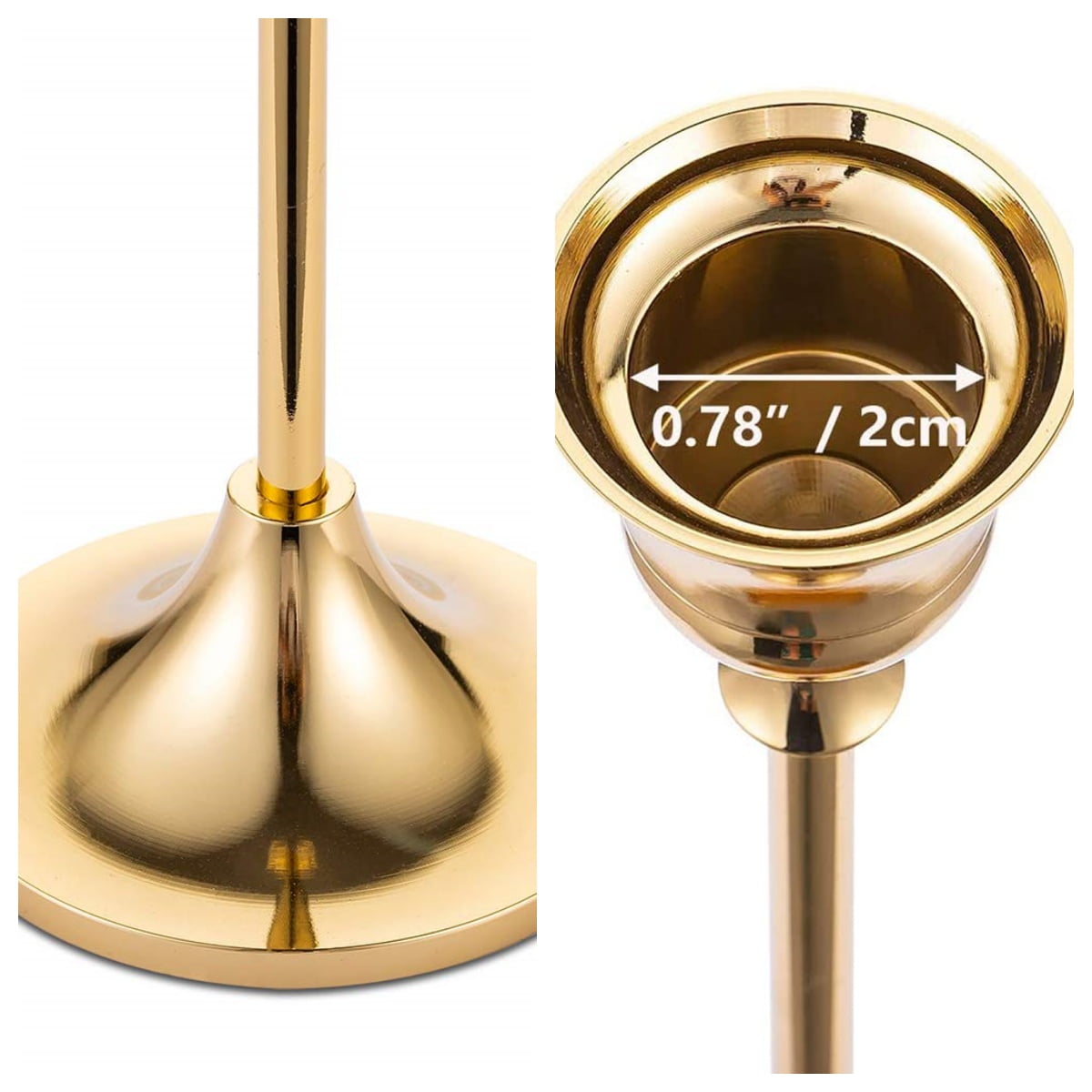 Nuptio 2 Sets(6 Pcs) Brass Gold Metal Taper Candle Holders Candlestick Holders