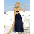 thumbnail image 3 of LA LEELA Women's Semi Sheer Sarong Swimsuit Cover Up Summer Bikini Wrap Maxi Skirt Bikini Cover-Ups M Navy, Plain, 3 of 5