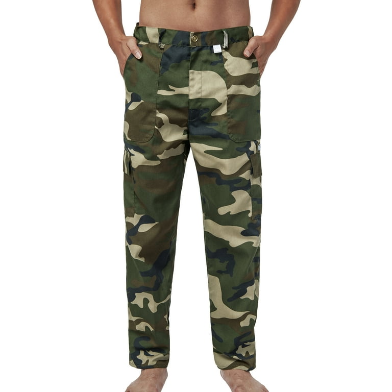 SHCKE Men's Camo Cargo Pants Outdoor Work Pants Wear-Resistant