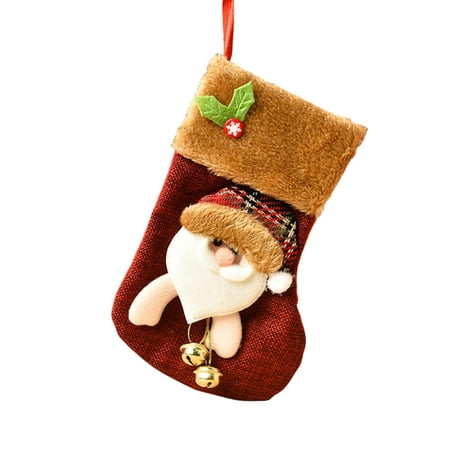 

Chicmine Christmas Socks Built-in LED Light with Bell Festive Props Cloth Xmas Tree Sock Gift Bag Pendant Home Decoration