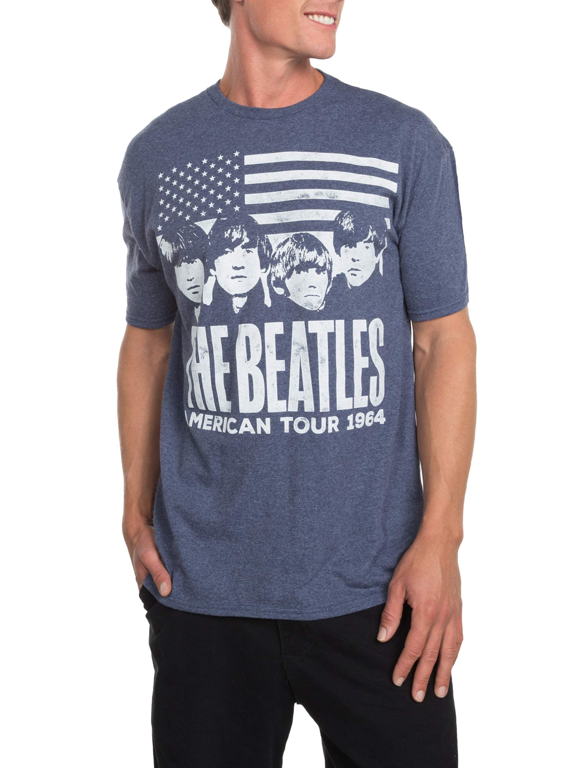Men's The Beatles American Tour Short Sleeve Crew Neck Band Tee Shirt