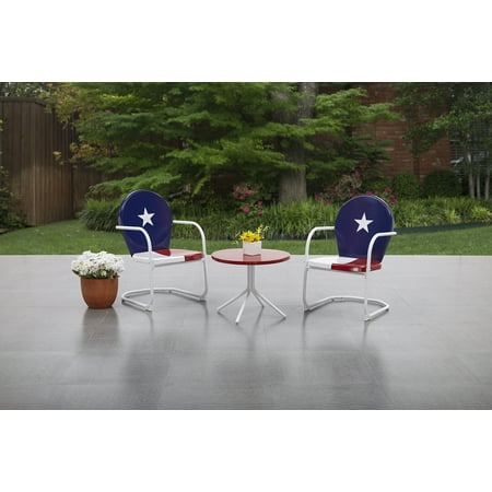 Mainstays Retro Bistro Metal Patio Set 3 Piece Texas Themed