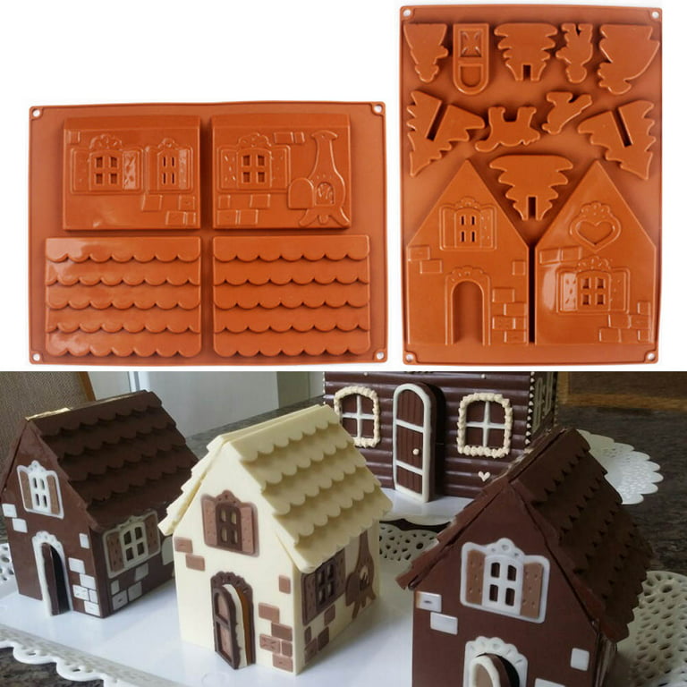 2Pcs/Set Christmas Gingerbread House Silicone Mold DIY Baking Cookie Tools