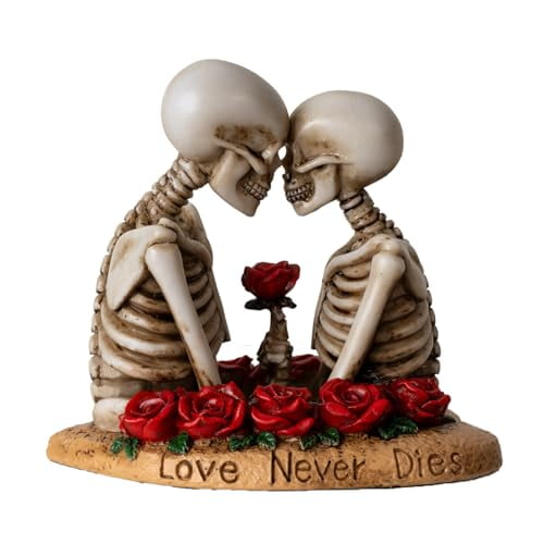 Pacific Giftware Til Death Do Us Part Skeleton Couple Figurine Love Never Dies Rose Statue Ideal for Wedding or Gothic Home Decor 4.3" Tall