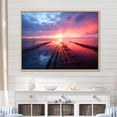 thumbnail image 2 of Designart "Beach Horizon Pier Sunset in Pink and Blue I" Oversized Coastal Framed Wall Art - Coastal Blue Coastal Pier Living Room Framed Canvas Art, 2 of 7