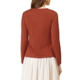 thumbnail image 4 of INSPIRE CHIC Women's Tie Front Long Sleeve Ruffled Hem Open Front Knit Cardigan XS Brown Red, 4 of 8