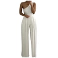 thumbnail image 2 of Baqcunre Jumpsuits For Women Asymmetrical Cold Long Loose Pants Jumpsuit Women Shoulder Wide Women'S Jumpsuit Sweatpants Women Pants For Women White L, 2 of 5