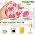 thumbnail image 3 of Haosy Set of 6 Drink Woven Coaster with Holder Heat Resistant Non-Slip Bar Coasters 4 Inches Pink White Hand Drawn Hearts, 3 of 7