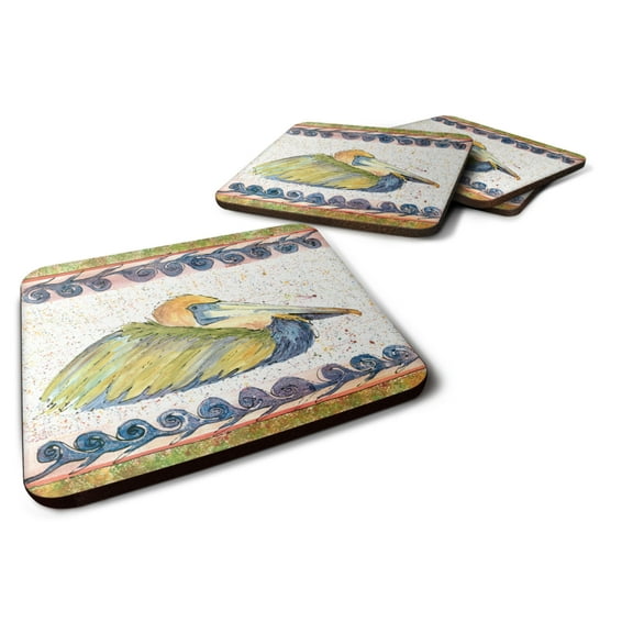 Carolines Treasures 8053FC Bird - Pelican Foam Coaster Set of 4 3 1/2 x 3 1/2 multicolor