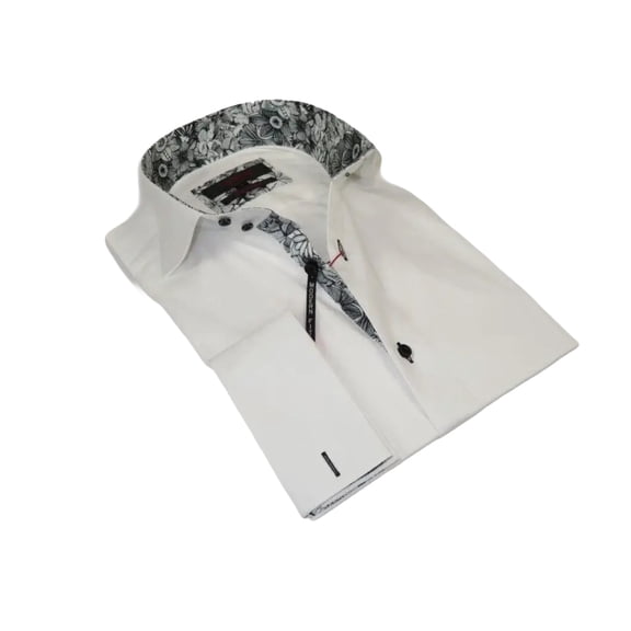 Men's Axxess Turkey Shirt 100% Cotton High Collar 224-13 French Cuffs White