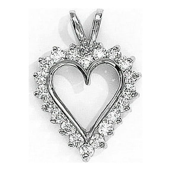 14K White Gold Diamond Heart Pendant with 18" Chain