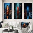 thumbnail image 1 of Designart "Urban Icon Red Telephone Booth I" Cityscapes Framed Wall Art Set Of 3 - Red Telephone Booth Frame Gallery Set For Office Decor, 1 of 6