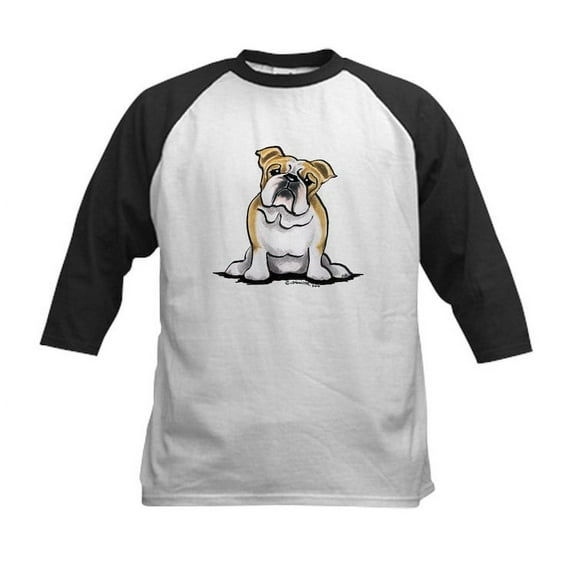 CafePress - Cute English Bulldog Kids Baseball Jersey - Kids Cotton Baseball Jersey, 3/4 Sleeve Shirt